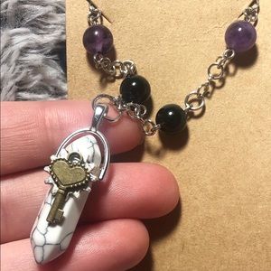 Handmade rosary bead inspired crystal pendant